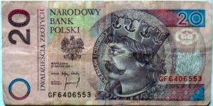 20 złotych from circulation. Banknote