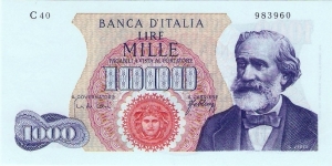 1000 Lire G.Verdi, type 1 Banknote