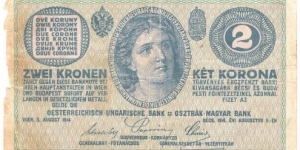 2 Kronen/Korona (Austro/Hungarian Empire 1914) Banknote