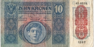 Austria-Hungarian banknote valid only in Austrian territory after monarchy collapse Banknote