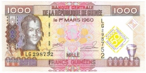 1000 Francs(50th Anniversary of Central Bank and Guinean Currency 2010) Banknote