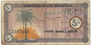 Biafra-Republic 5 Shillings 1967 Banknote