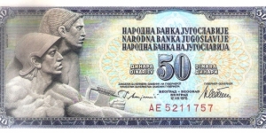 Narodna Banka Jugoslavije with Relief of Mestrović in front Banknote