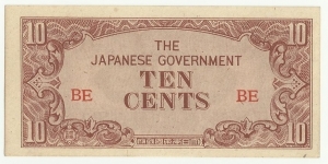 JapaneseOcpBN 10 Cents  1942-44 (Burma) Banknote
