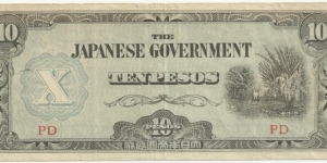 JapaneseOcpBN X Pesos  1942 (Philippines) Banknote