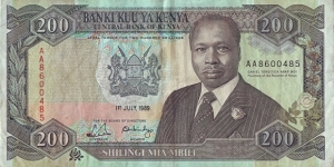 Kenya 1989 200 Shillings. Banknote