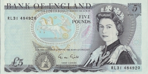 England N.D. 5 Pounds.

Plate letter 'L' at the bottom on the back. Banknote