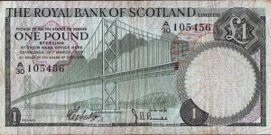 Scotland 1969 1 Pound. Banknote