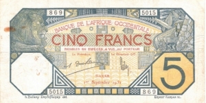 5 Francs(Occidental Africa 1932) Banknote