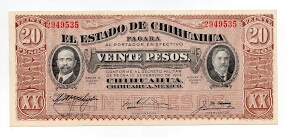 20 PESOS EL ESTADO DE CHIHUAHUA Banknote