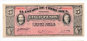 5 PESOS EL ESTADO DE CHIHUAHUA Banknote