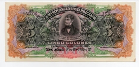 5 Colones El Banco Anglo Costarricense Banknote