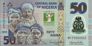 Nigeria 2010 50 Naira.

50 Years of Independence. Banknote