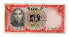 1 Yuan Central Bank of China Banknote