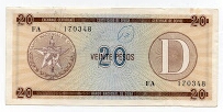 20 Pesos National Bank of Cuba Foreign Exchange Certificate Banknote