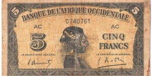 5 Francs(Occidental Africa 1942)  Banknote