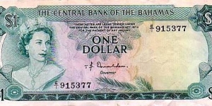 The Central Bank of the Bahamas.
1 DOLLAR Banknote