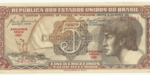 Brasil 5 Cruzeiro Serie A Estampa3 Banknote