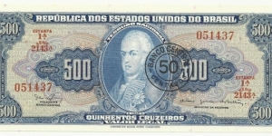 Brasil 50 Centavos-500 Cruzeiros Serie A Estampa1 Banknote
