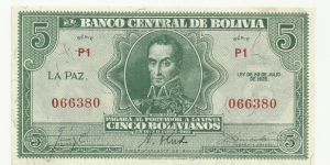 Bolivia 5 Boliviano 1928 Banknote