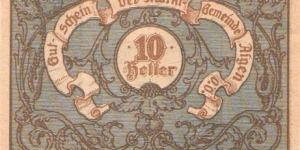 Notgeld Aigen 10 Heller Banknote
