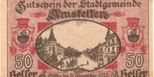 Notgeld Amstetten 50 Heller Banknote