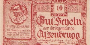 Notgeld Atzenbrugg 10 Heller Banknote