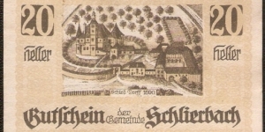 Notgeld Schlierbach 20 Heller Banknote