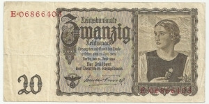 Germany-Nazi 20 Reichsmark 1939 Banknote