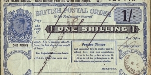England N.D. (1940's) 1 Shilling postal order.

The last figure of the date is unreadable. Banknote
