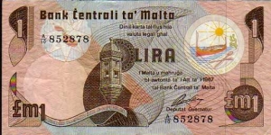 1 Lira / Pound__
pk# 34 a__
L. 1967 (1979) Banknote