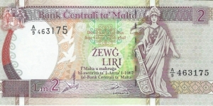 2 Liri__
pk# 45 a__
L. 1967 (1994) Banknote