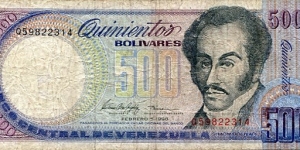 500 Bolivares__
pk# 67 f__
05.02.1998 Banknote