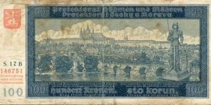 *BOHEMIA & MORAVIA*__
100 Kronen/Korun__
pk# 6 a__
20.08.1940 Banknote