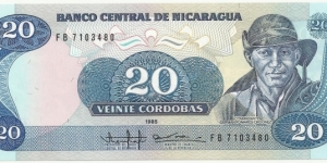 NicaraguaBN 20 Cordobas 1985 Banknote