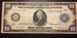 A nice original $10 note from the first year of FRNs. Banknote