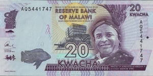 Malawi 2014 20 Kwacha. Banknote