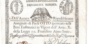 8 Paoli(Roman Republic 1798/Countersign issue) Banknote