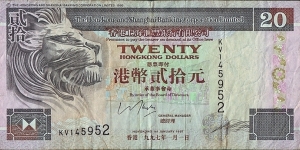 Hong Kong 1997 20 Dollars.

Last date for the Colony of Hong Kong. Banknote