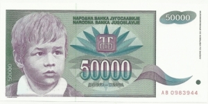 Yugoslavia 50.000 Dinara 1992 Banknote