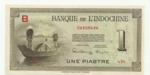 FrIndochina 1 Piastre ND(1945)(Banque de L'Indochine) Banknote
