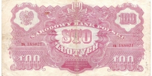 100 Zloty (Soviet Occupation/COMMITTEE OF NATIONAL LIBERATION 1944 /Printer Goznak, Moscow) Banknote