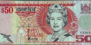 Fiji N.D. (1996) 50 Dollars.

Cut unevenly in error. Banknote