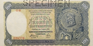 100 Korun - Specimen Banknote
