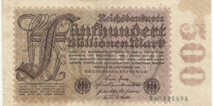 Germany-Weimar 500 Million Mark 1923 (diff. serial nr) Banknote