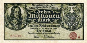 Danzig/Gdańsk 10 Millionen Mark Notgeld Banknote