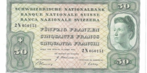 50 Franken(Reserve Series 1945/ Modern Reprint) Banknote