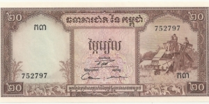 CambodiaBN 20 Riels 1972 Banknote