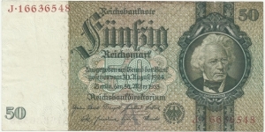 Germany-NaziBN 50 Reichsmark 1933 Banknote