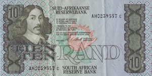 South Africa N.D. (1990) 10 Rand. Banknote